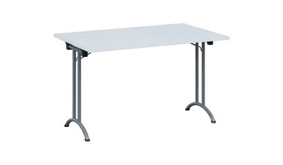 SLA 125 lak skládací jednací stůl 1250x800, deska 25 mm, podnož stříbrný lak, deska bílá